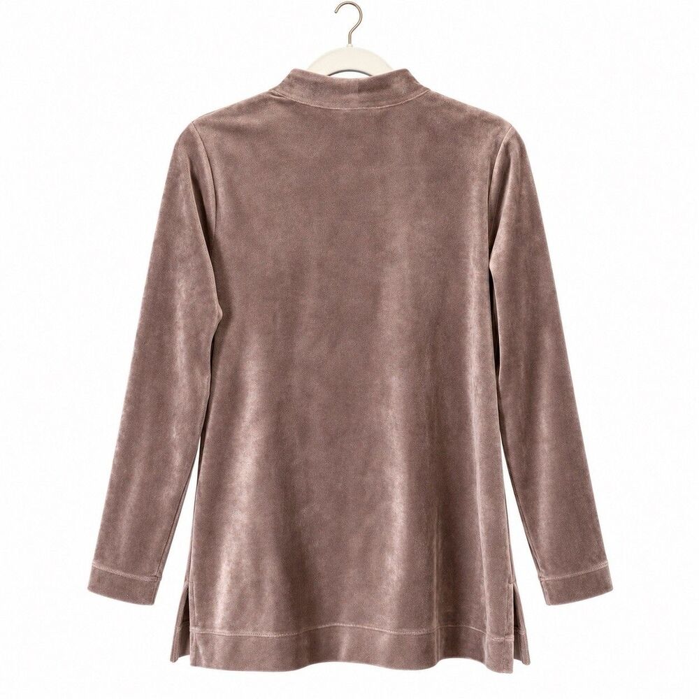 J.Jill Velour V-Neck Tunic & Skinny Leggings Set Brown S/L Minimalist Loungewear - Picture 8 of 8